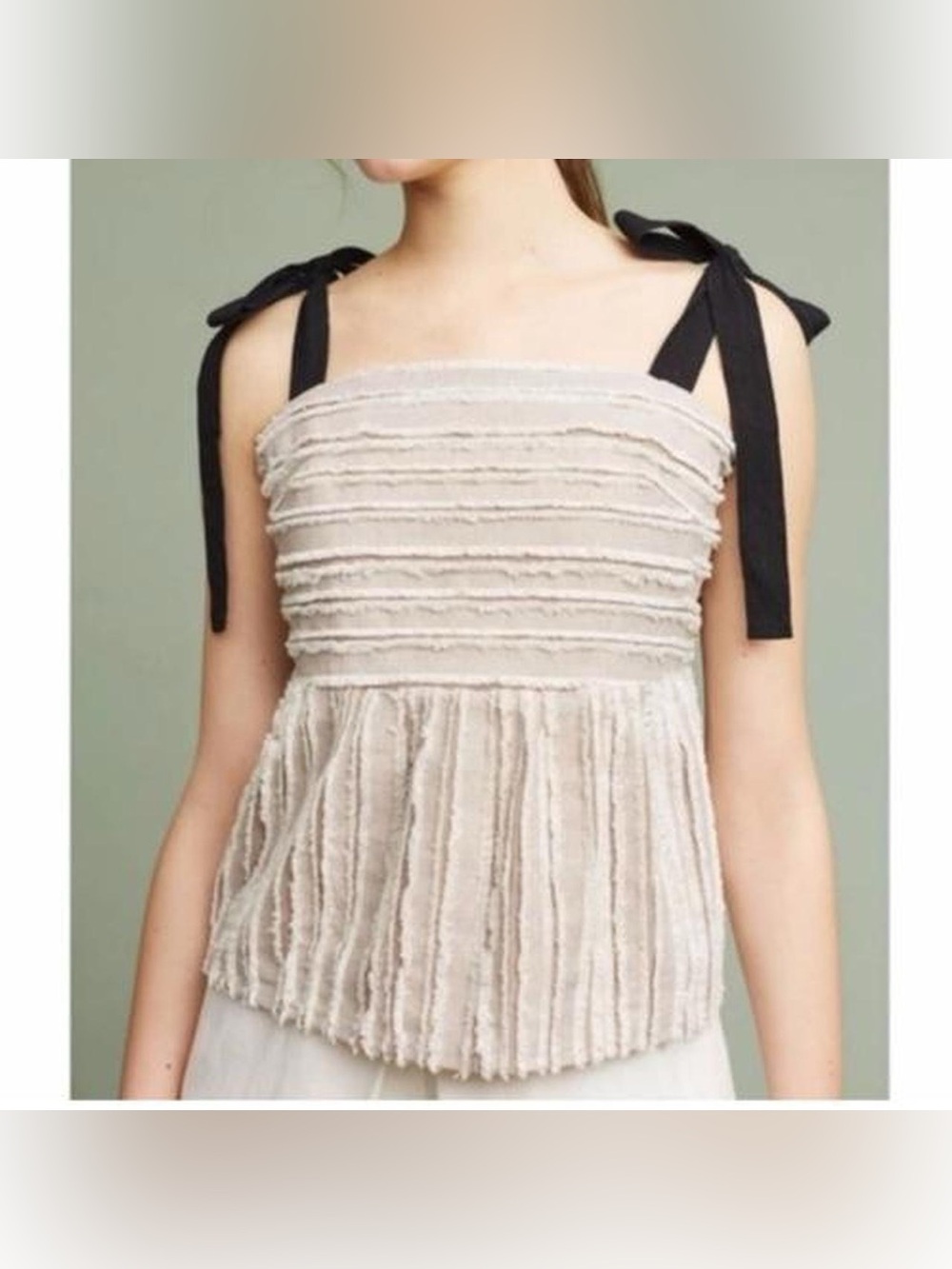 Anthropologie Maeve Soeli Textured Fringe Tank Top